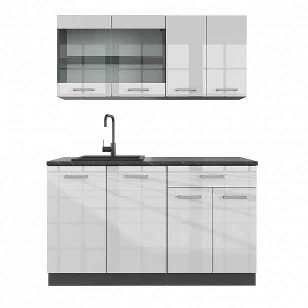 Vicco JEDNOTKOVÁ KUCHYNĚ R-Line Bílá vysoký lesk 140 cm bez pracovní desky