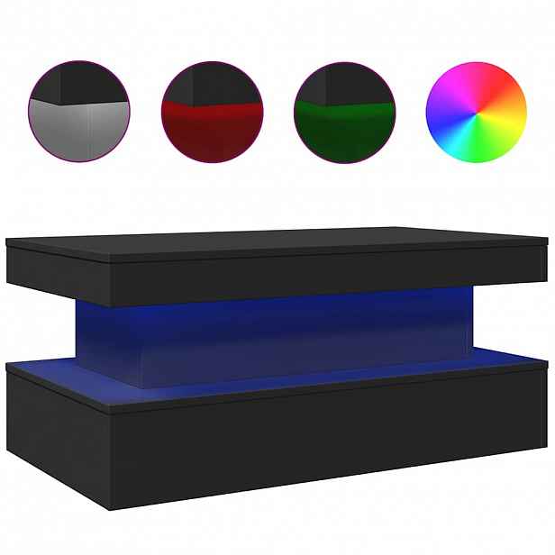 vidaXL Konferenční stolek s LED osvětlením černý 90 x 50 x 40 cm