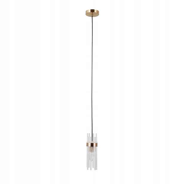 Závěsná lampa 1xE14 40W Italux Taraso, zlaté stínítko, skleněné trubičky