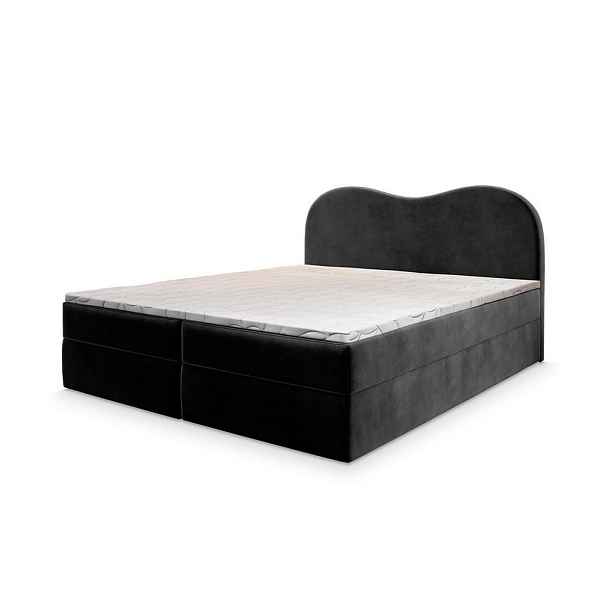 MASSENO AMERICKÁ POSTEL FLUVIA, 200x200 cm s matrací a úložným prostorem, H2+H3, černá