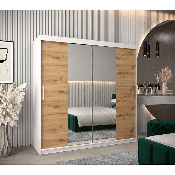 Šatní skříň Abi T1 Barva korpusu: Bílá, Rozměry: 200 cm, Dveře: Dub artisan