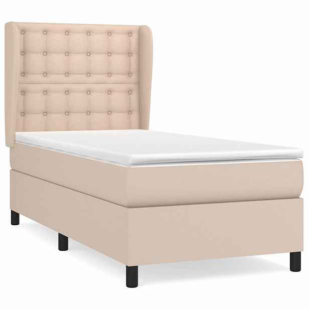 vidaXL Box spring postel s matrací cappuccino 90x200 cm umělá kůže