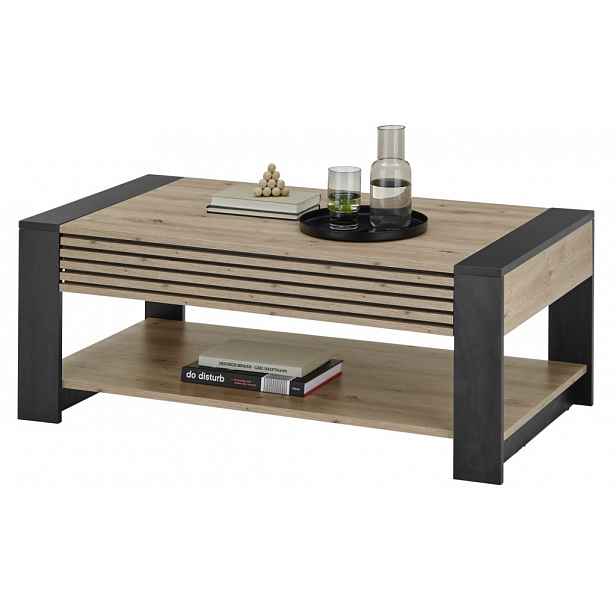 Konferenční stolek se šuplíkem Felipe, dub artisan/černý