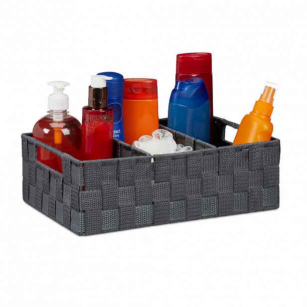 Relaxdays KOŠ Šedý 3-přihrádkový plast