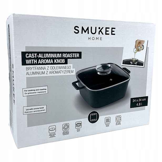 Smukee Zapékací Mísa z litého hliníku 4,8 l s víkem a aromatizérem 502