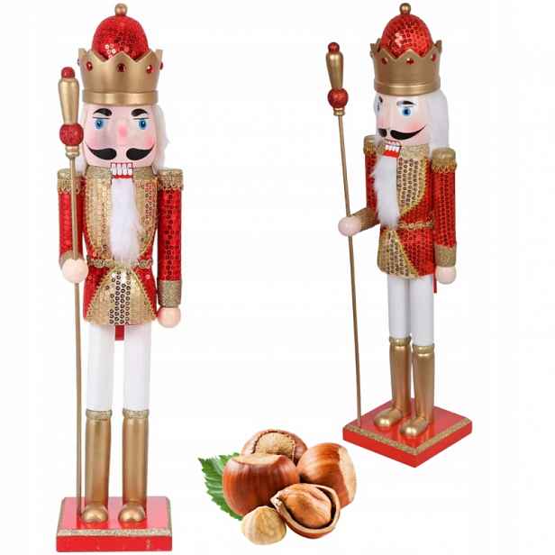 Velký Dřevěný Louskáček Figurka Vánoční Dekorace XL 60CM Dřevo