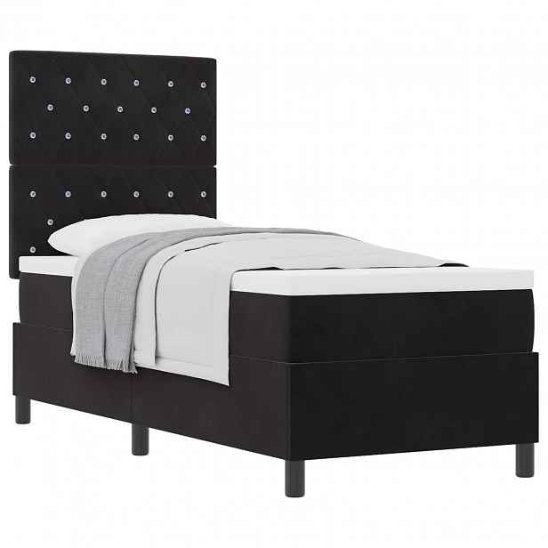vidaXL Postel s boxspringem s matrací s čelo Černý 80 x 200 cm samet