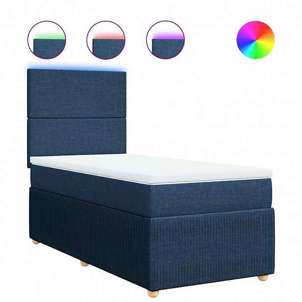 vidaXL Box spring postel s matrací modrá 90x190 cm textil