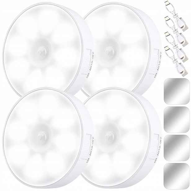 4X Led Lampička Sada Schodišťových Světel S Pohybovým Senzorem Noční Do Skříně