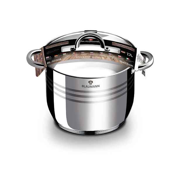BLAUMANN - Hrnec nerez 24cm a skleněná poklice Gourmet Line
