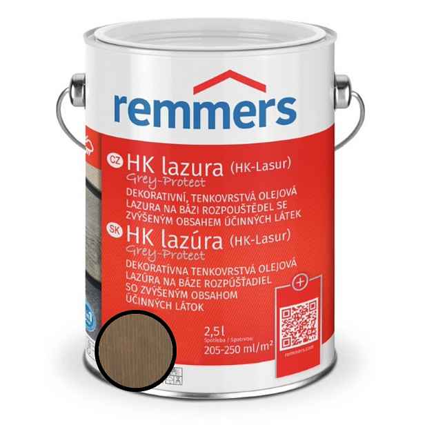 Lazura tenkovrstvá REMMERS HK lazura Grey Protect pískově šedá 2,5 l