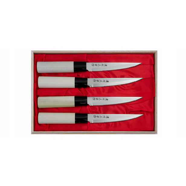 Sada 4 steakových nožů Satake Megumi zoubkované 11,5 cm v krabičce