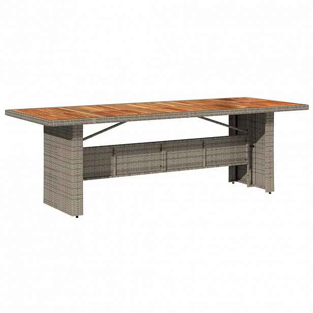 vidaXL Zahradní stůl s akáciovou deskou šedý 240x90x75 cm polyratan
