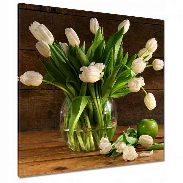 Obrazy 80x80 Bílé tulipány Desky