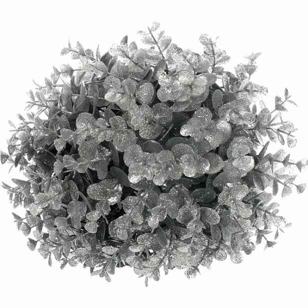 Vánoční závěsná dekorace Eucalyptus koule, stříbrná, pr. 24 cm