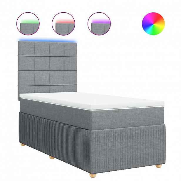 vidaXL Box spring postel s matrací světle šedá 90x190 cm textil