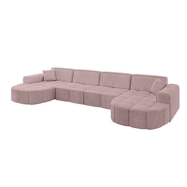 ALTDECOR SEDACÍ SOUPRAVA ve tvaru U LIVO-U2 400x173x79,5 Růžová Manšestr