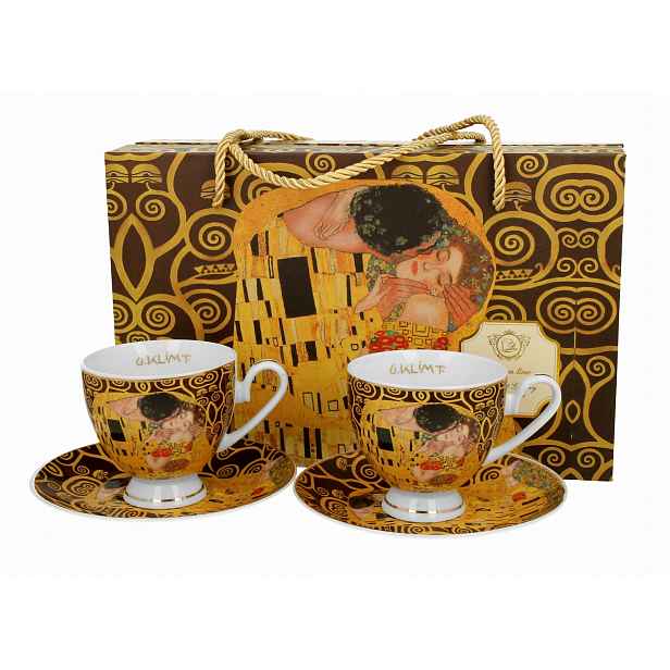 Duo.2 Šálky s podšálky Kiss Brown od Klimt Golden Line
