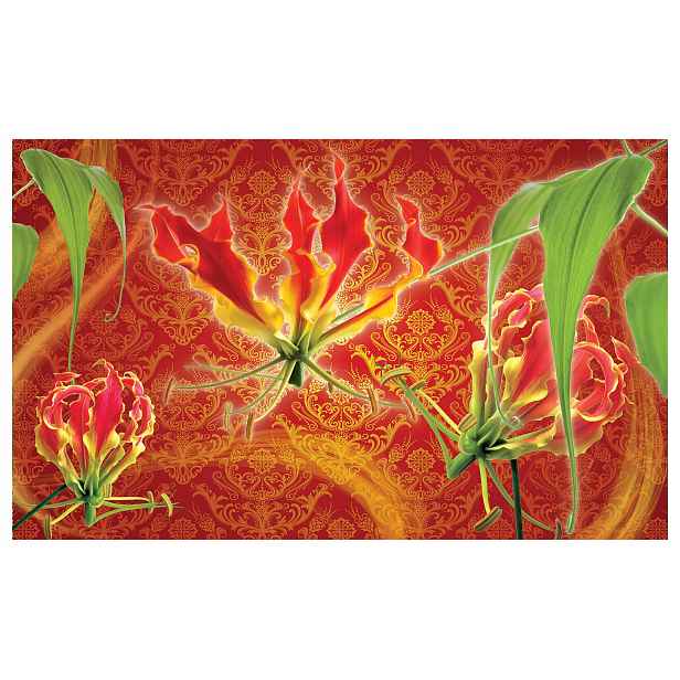 Fototapeta Červené lilie Glorioza zlatý ornament elegance 300x210 lepidlo
