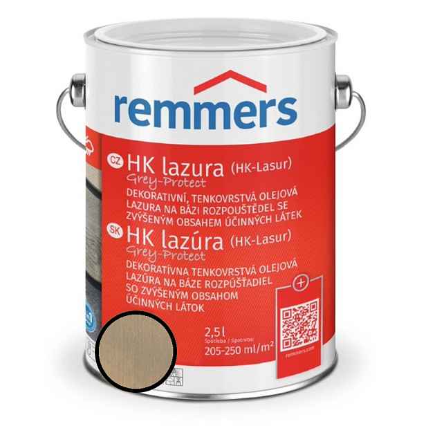 Lazura tenkovrstvá REMMERS HK lazura Grey Protect mlhově šedá 2,5 l
