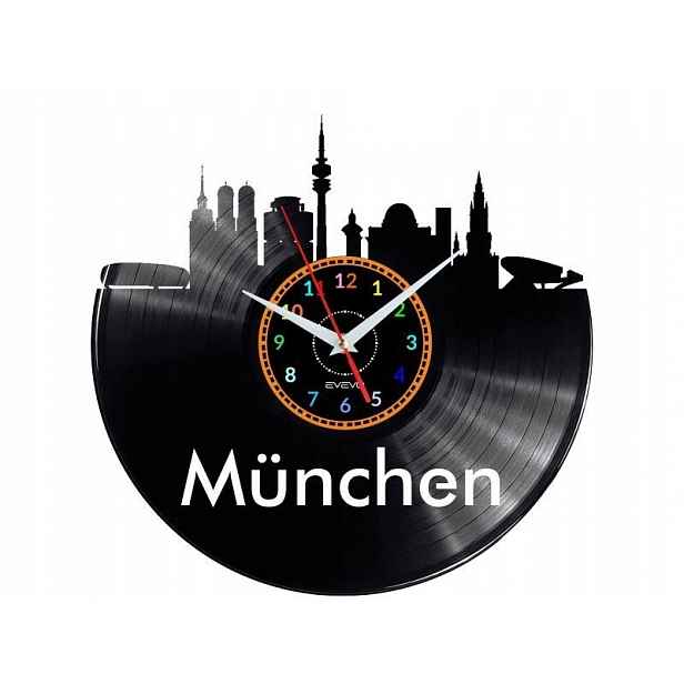 Mnichov München Dekorativní Nástěnné Hodiny Moderní Vinylová Deska