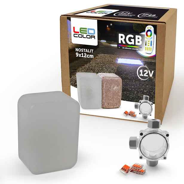 Osvětlení příjezdové cesty Svítící Led dlažební kostka Nostalit 9x12 Rgb