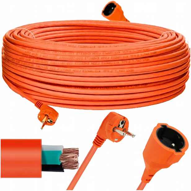 Prodlužovací Kabel 50 m Zahradní Stavební Silný 50 m Měděný Kabel 3x 2.5