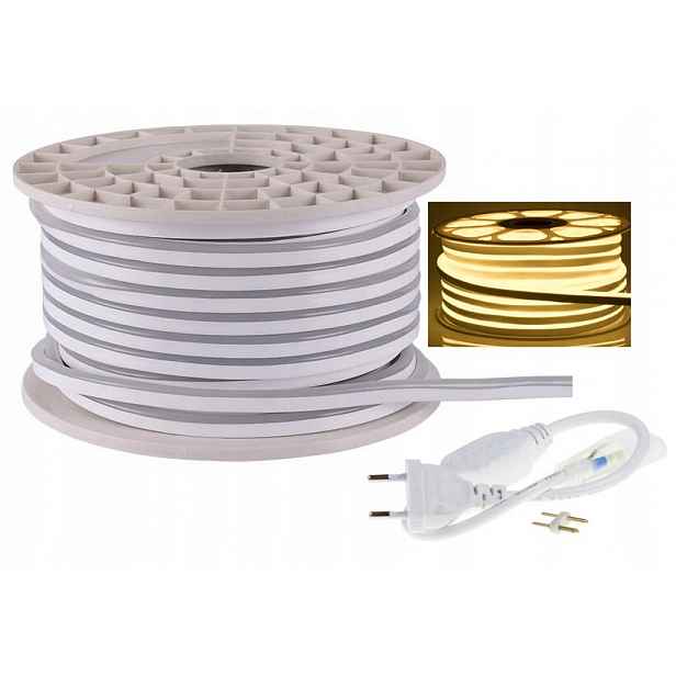 Sada Led pásků Neon flex IP67 230V 8x16 8W/m bílá teplá 5 m s kabelem