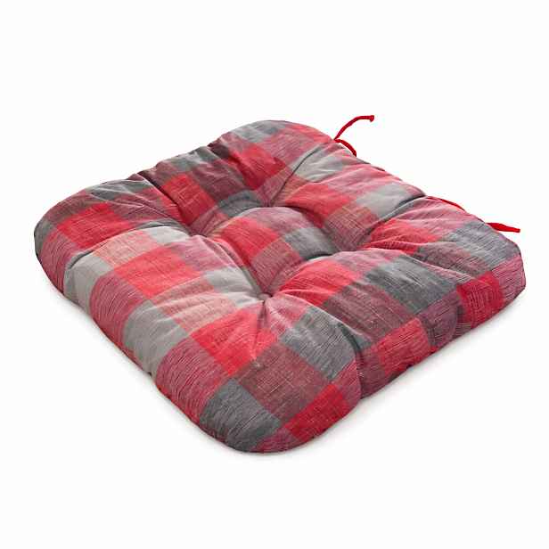 TOP Sedák s provázky 40x40 Červeno-šedá kostka