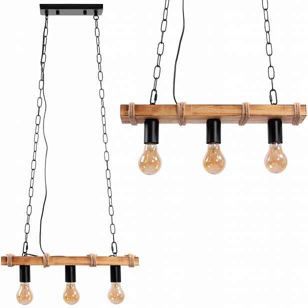 Závěsné Stropní Svítidlo Kovová Dřevěná Boho Industrial Toolight
