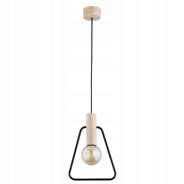Alfa závěsná lampa Loft dřevěná trapézová černá 1xE27 15W