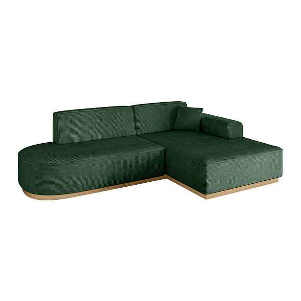 ALTDECOR ROHOVÁ SEDAČKA s otomanem, pravá IREA-L1-v2 232x165x80 Zelená Manšestr
