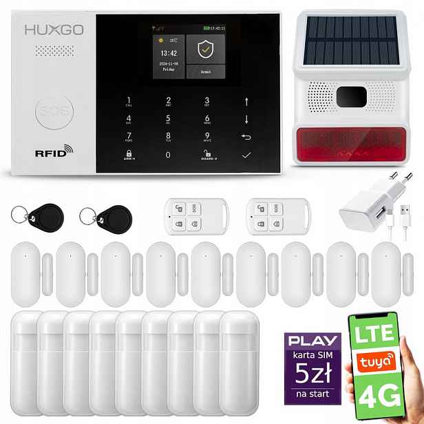 Bezdrátový alarm WiFi Gsm 4G, aplikace Tuya, Huxgo HXA005 R9D9 Bs