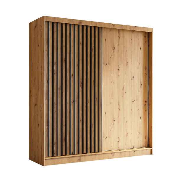 MASSENO ŠATNÍ SKŘÍŇ S POSUVNÝMI DVEŘMI LAMELLO, 200/216/61 cm 2dveřová, dub Artisan