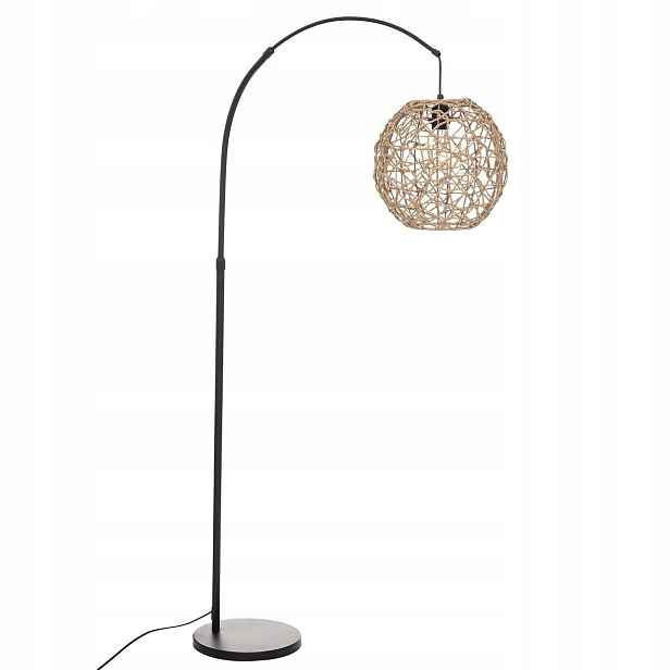 Podlahová Lampa Raahe černá/přírodní Pletená Stínidlo boho