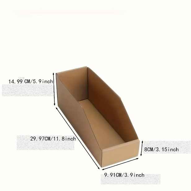 TEMU 12ks/18ks/50ks Šestihranné skládací vlnité lepenkové úložné boxy, 3vrstvé vlnité organizační koše, 29,97*9,91*14,99 cm, vestavěná instalace,