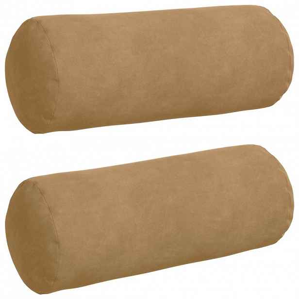 vidaXL Polštáře 2 pcs Hnědá Ø 15 x 40 cm Žebrovaná látka