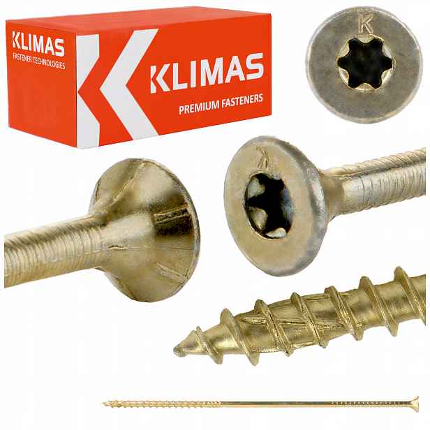 Vruty do dřeva Torx 6x220 mm 100 ks tesařské kuželové Klimas Wkcs