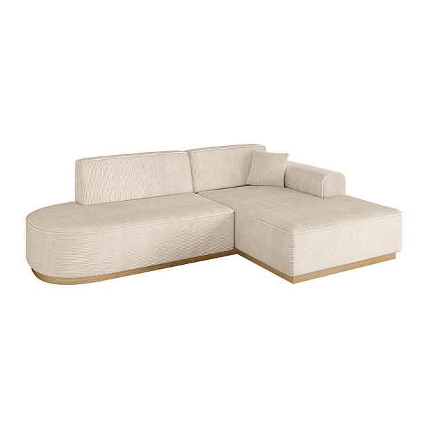 ALTDECOR ROHOVÁ SEDAČKA s otomanem, pravá IREA-L1-v2 232x165x80 Béžová Manšestr