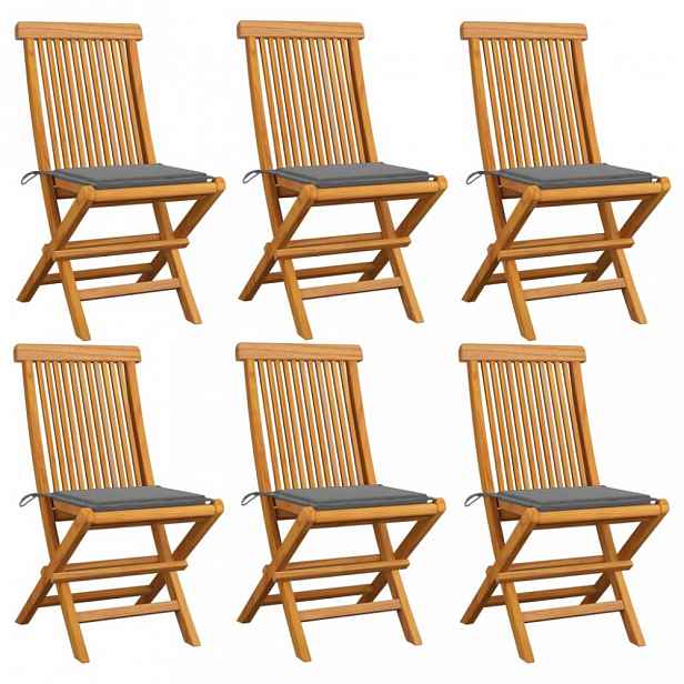 Zahradní židle 6 ks teak / látka Šedá