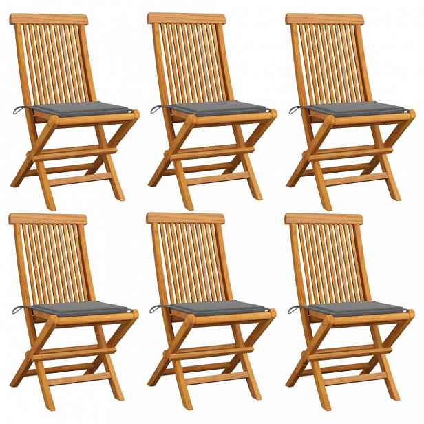 Zahradní židle 6 ks teak / látka Šedá