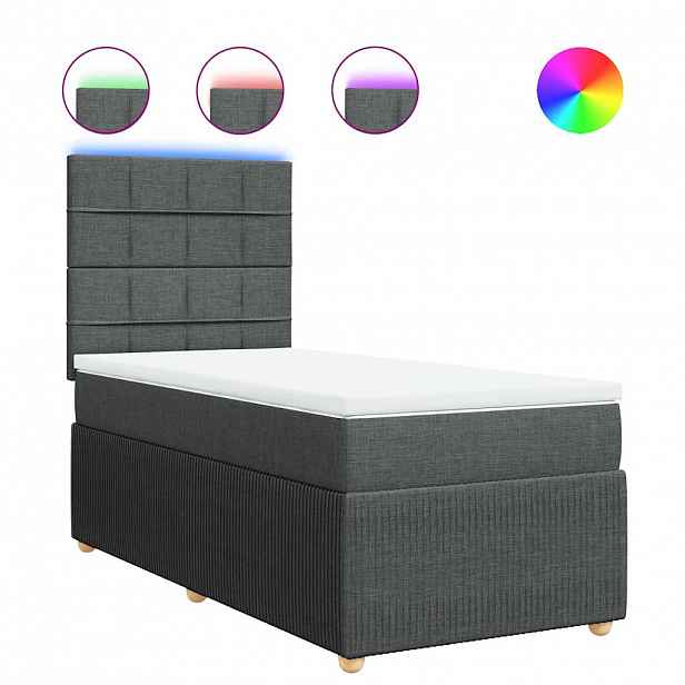 vidaXL Box spring postel s matrací tmavě šedá 90x190 cm textil