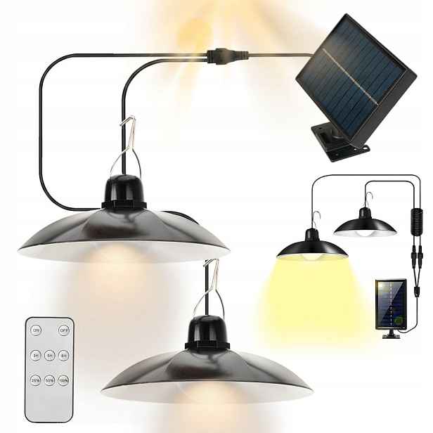 2x Solární Lampa Led Závěsná venkovní zahradní lampa Snímač soumraku
