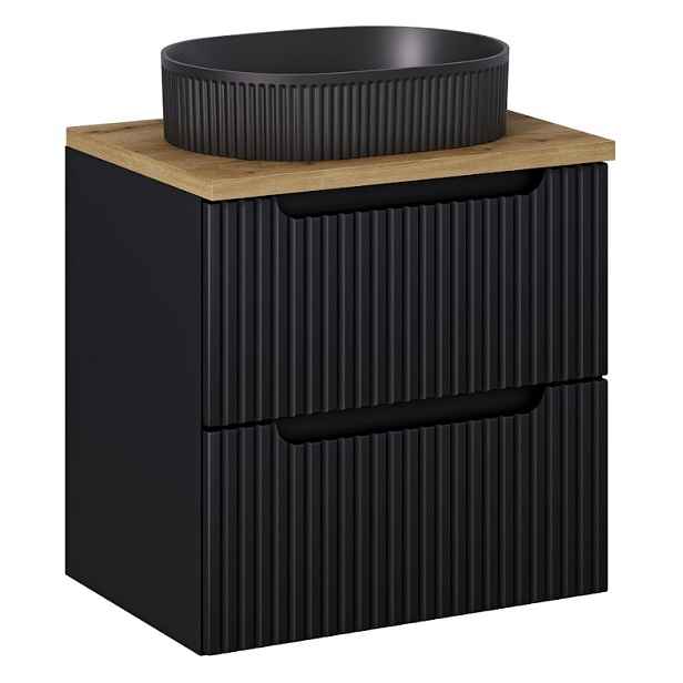 ArtCom Koupelnová skříňka s umyvadlem a deskou NOVA Black DU60/1 | 60 cm