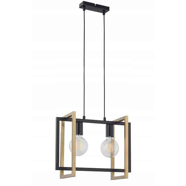 Dekorativní geometrická závěsná lampa loft černá zlatá dvojitá Sigma