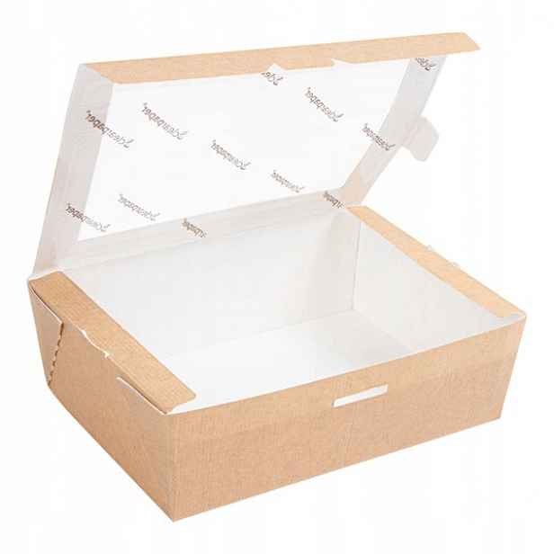Krabička s papírovým okénkem béžová na jedno použití 1000 ml 17x12x5,5 cm 50 Ks