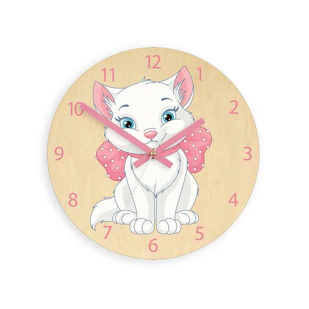 ModernClock Dětské nástěnné hodiny Ami Kočka 30 cm vícebarevné