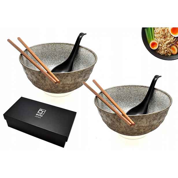 Sada 2 misek s lžícemi a paličkami Udon Koishi 800 ml Box
