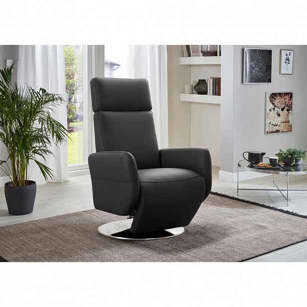 Sit & More RELAXAČNÍ KŘESLO, kůže, černá
