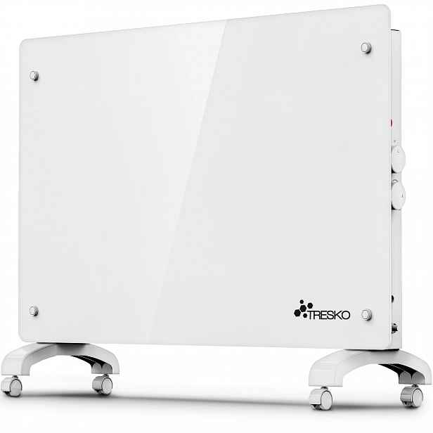 Tresko Skleněný konvektorový ohřívač 2000 W GPH-20 Bílý, Podlahový/stěnový